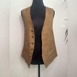 Vintage Saks Fifth Avenue Brown suede & silk western vest large